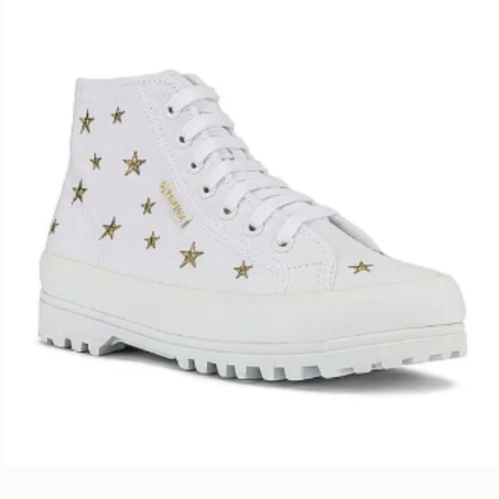 Superga 2750 embroidered high top platform sneaker